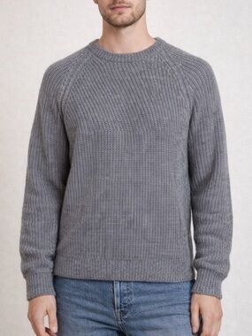 Lanvin Wool Cashmere Sweater Size Medium Men’s Gray Chunky Crew Jumper Luxury